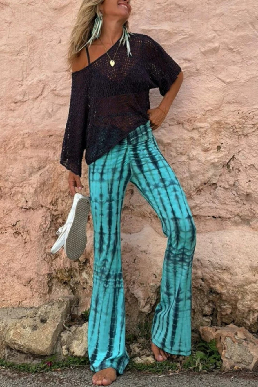 ZARA Womens Drawstring Tie Dye Printed Casual Pants Spring Summer Factory Direct